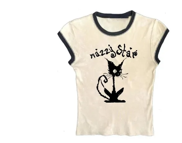 Gothic Street T shirt Women's Printed Black Top White - Shop at LoveMi