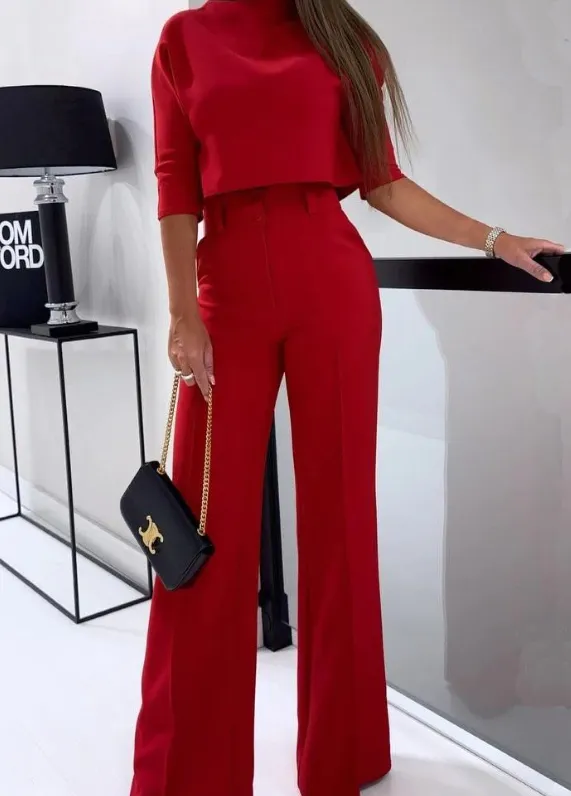 Fashion Tops High Waist Wide Leg Big Red - Shop at LoveMi