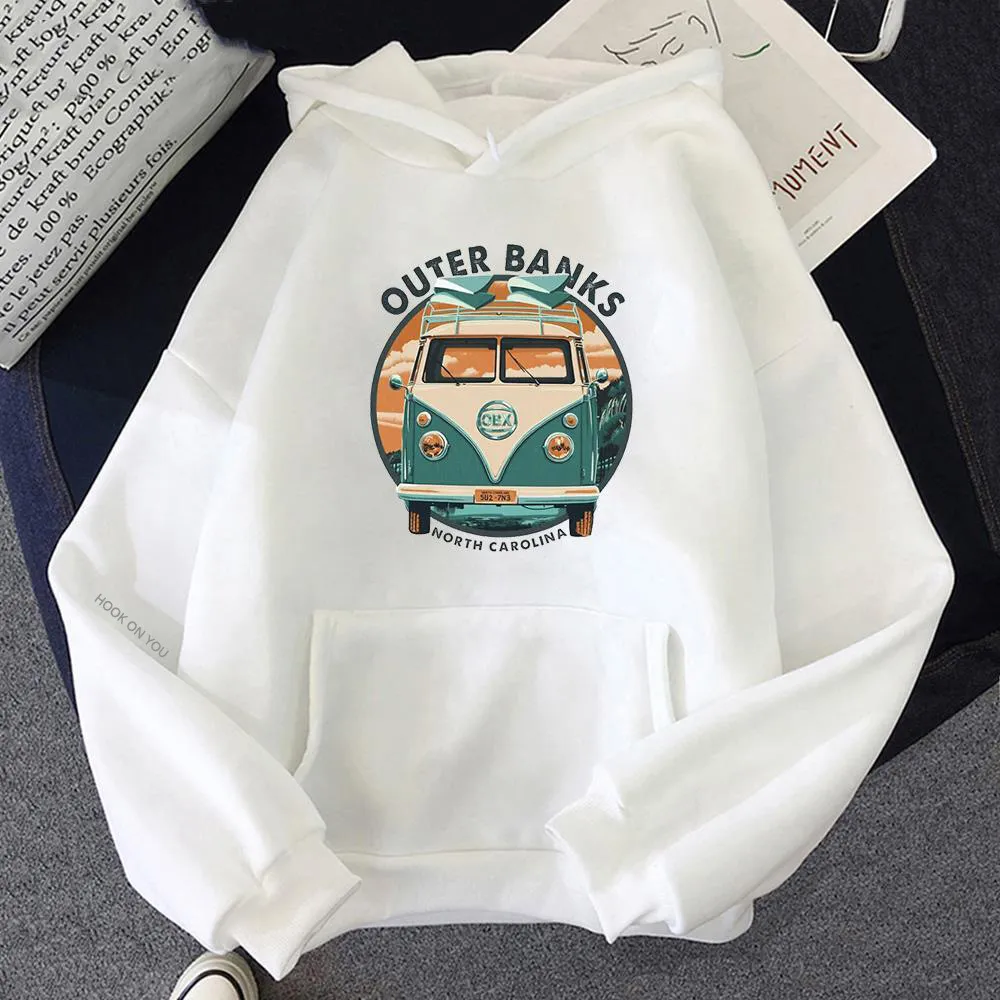 Car Cartoon Pattern Autumn And Winter Hoodie - White