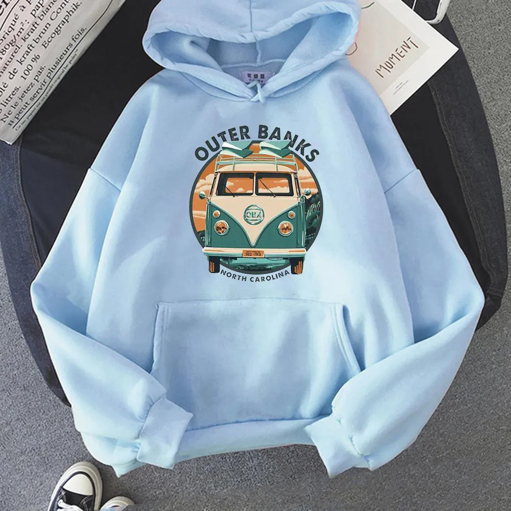 Car Cartoon Pattern Autumn And Winter Hoodie - Blue