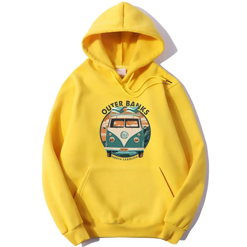 Car Cartoon Pattern Autumn And Winter Hoodie - Yellow