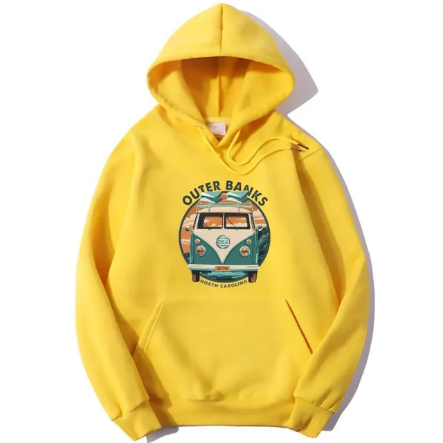 Car Cartoon Pattern Autumn And Winter Hoodie Yellow - Shop at LoveMi