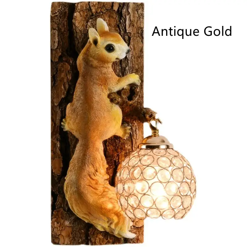 Nordic Countryside Squirrel Wall Lamp Wall Hanging Animal