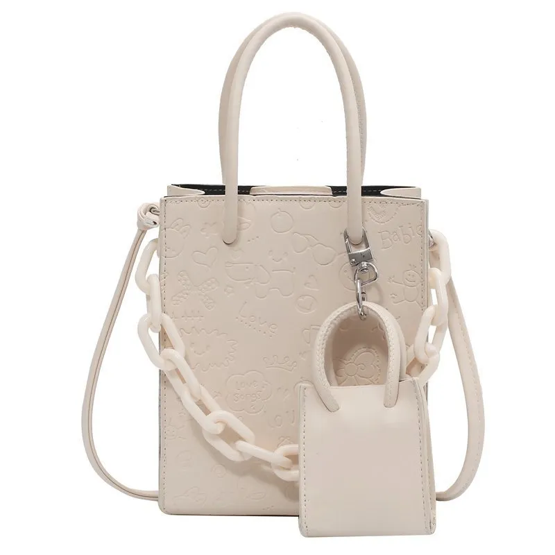 Large Capacity Tote New Crossbody Bag - White