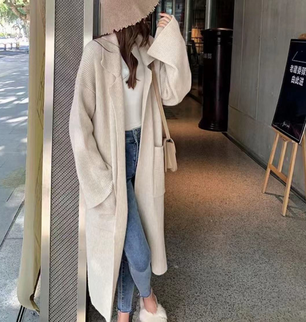 Ladies Mid-length Temperament Large Sweater Cardigan Jacket