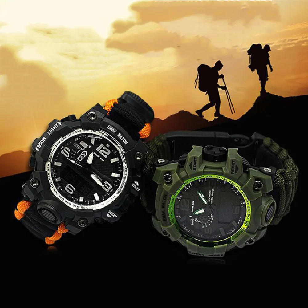 Outdoor Waterproof Multifunctional Climbing Watch Parachute Cord Woven Emergency
