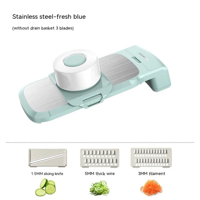 Multi function Vegetable Chopper Shredded Potatoes Grater Blue Stainless Steel 3 Blades - Shop at LoveMi