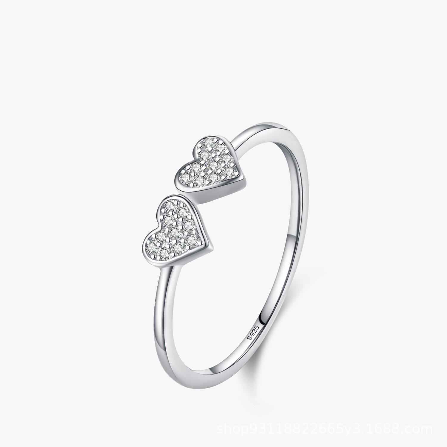 Double Love Shiny Diamond Ring Women