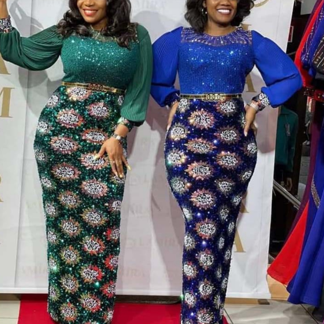 Sequin Long-Sleeve Long Dress, picture 2 of 11