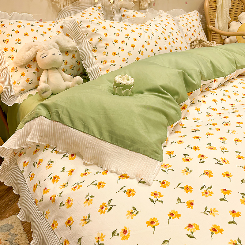 Gentle Wind Network Red Bedding Set Of Four In Summer Countryside Style - Image 13