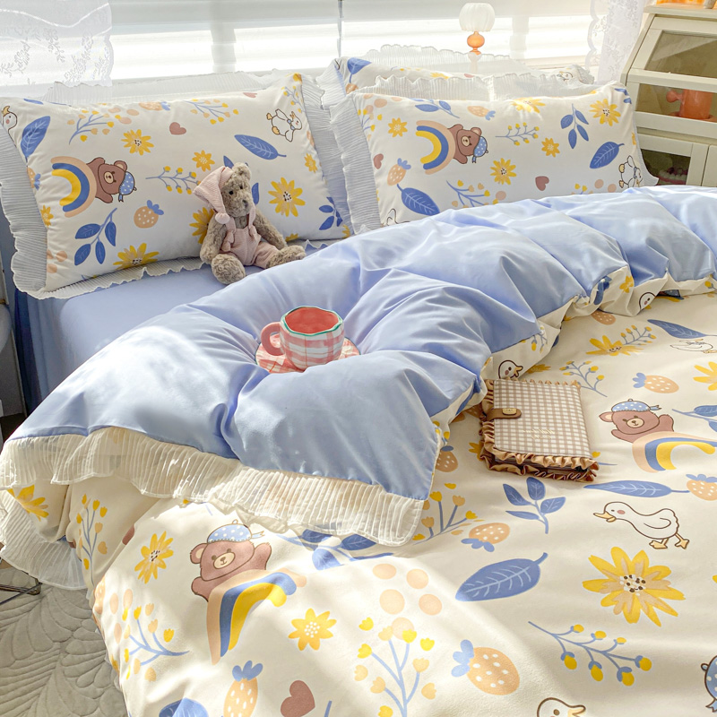 Gentle Wind Network Red Bedding Set Of Four In Summer Countryside Style - Image 14