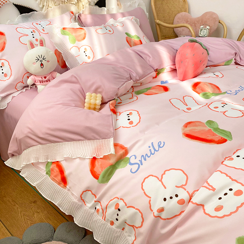 Gentle Wind Network Red Bedding Set Of Four In Summer Countryside Style - Image 8