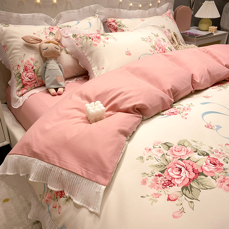 Gentle Wind Network Red Bedding Set Of Four In Summer Countryside Style - Image 6