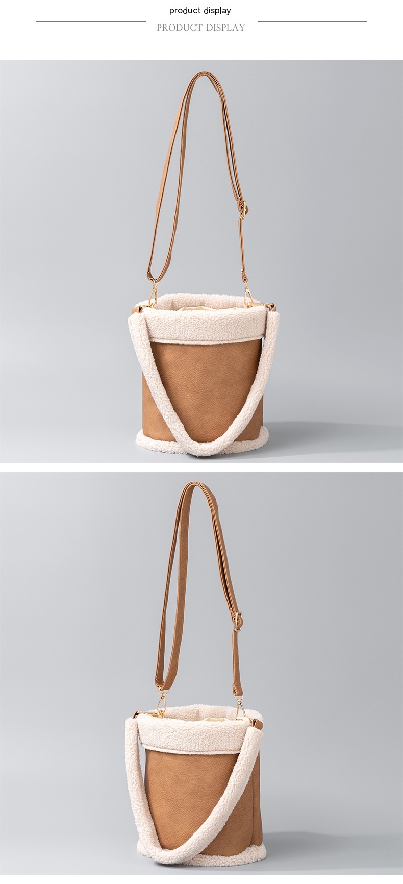 Women's Autumn And Winter Plush PU Leather Bucket Bag