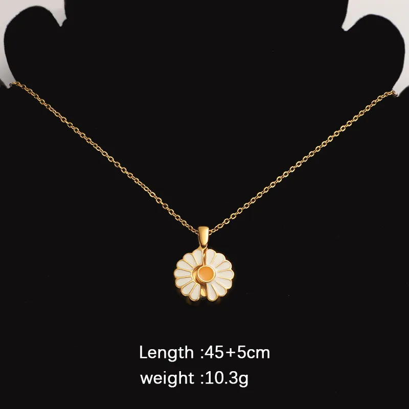 Mirror Stainless Steel Sunflower Jewelry Accessories With Laser Engraving Pendant - Gold