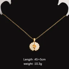 Mirror Stainless Steel Sunflower Jewelry Accessories With Laser Engraving Pendant - Gold - View 1