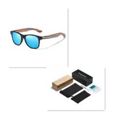 No Rice Nail Sand Black Color Wood Eco-friendly Polarized Sunglasses - Ice Blue Flakes Set - View 1