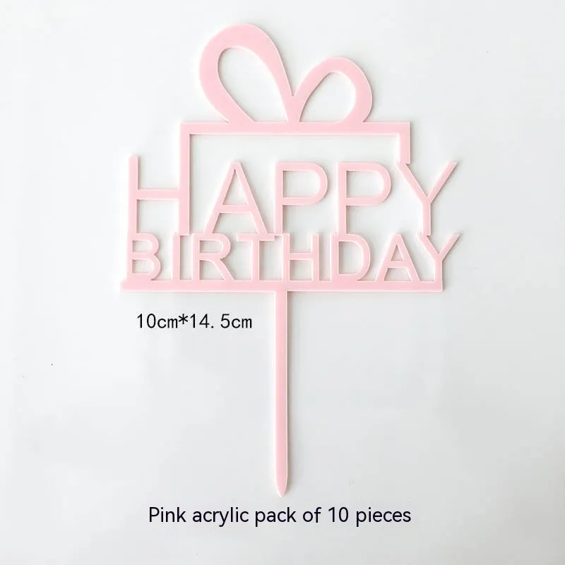 Acrylic Cake Decorative Creative LOVE LOVE Heart - Bow Hb Pink