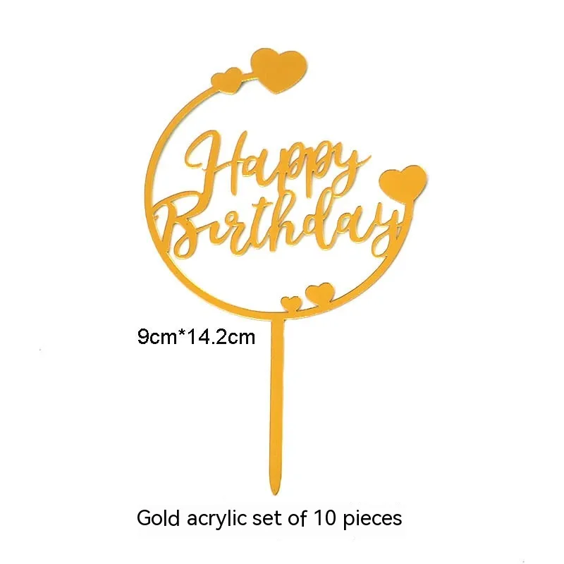 Acrylic Cake Decorative Creative LOVE LOVE Heart - Heart Semicircle Gold