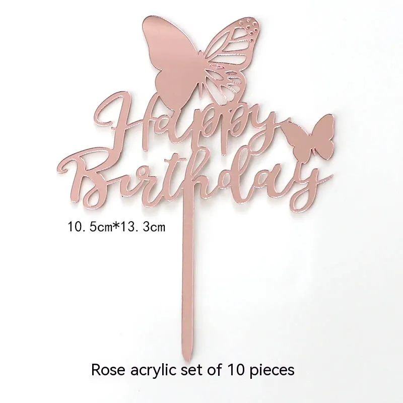 Acrylic Cake Decorative Creative LOVE LOVE Heart - Butterfly Hb Rose Gold