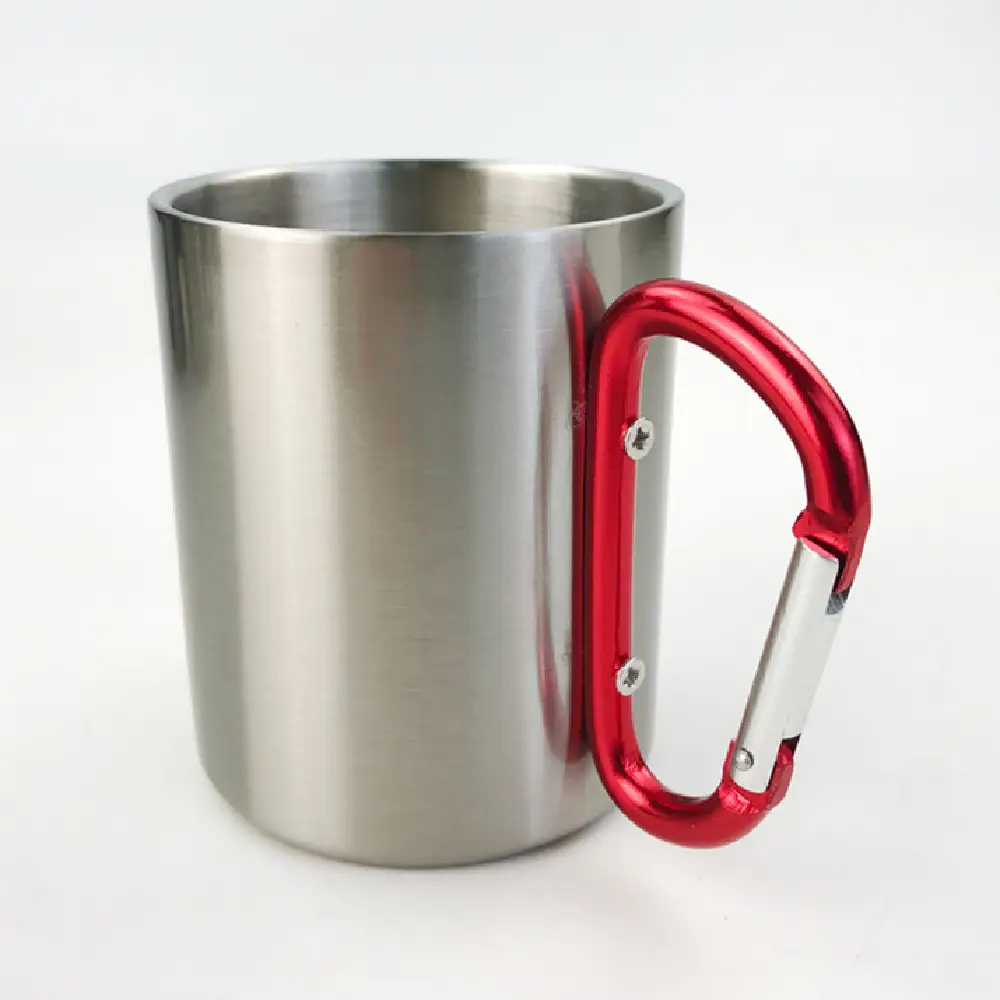 Heat Transfer Mug Stainless Steel Mountaineering Buckle Drinking Mug Double Layer Anti Hot