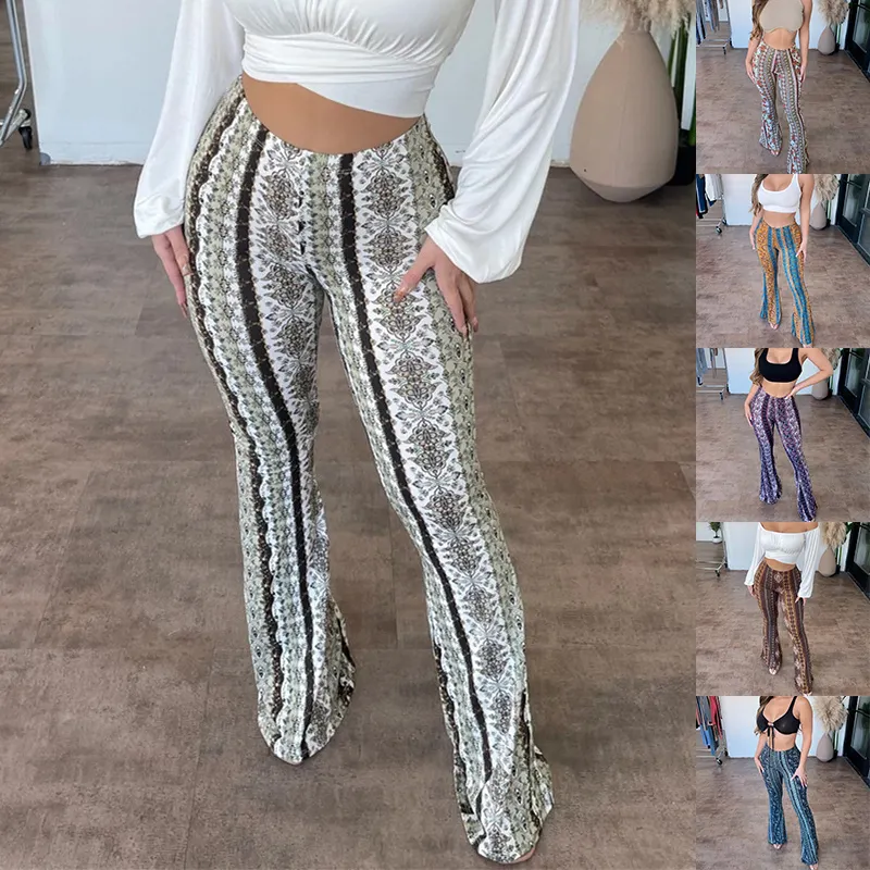 High Elastic Tight Pants Slim Sexy Print Trousers Womens