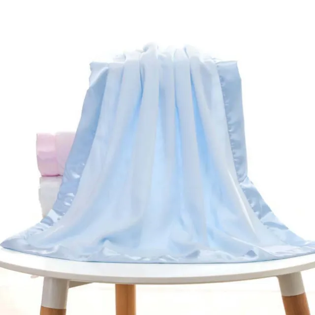 Laser Embroidered Flannel Satin Blanket With Edging Blanket Blue - Shop at LoveMi