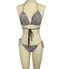 Breathable Strap Bikini Swimsuit For Women - Leopard - View 1