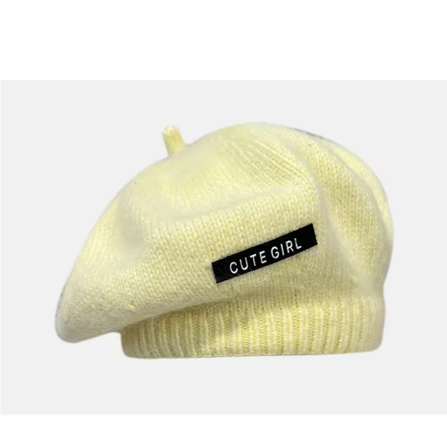 Rabbit Fur Beret Women's Autumn And Winter Cream Yellow - Shop at LoveMi