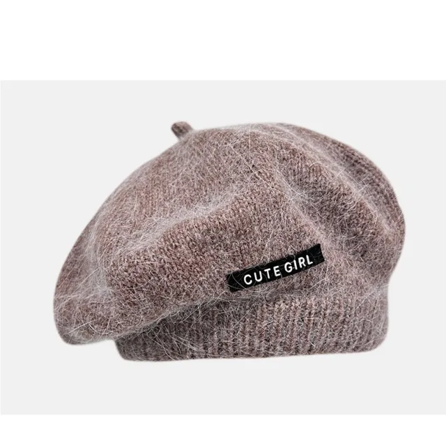 Rabbit Fur Beret Women's Autumn And Winter Mocha Color - Shop at LoveMi