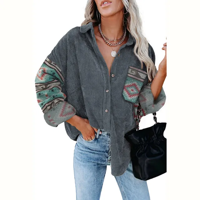 Plus Size Women's Coat Lapel Loose Jacket Grey - Shop at LoveMi