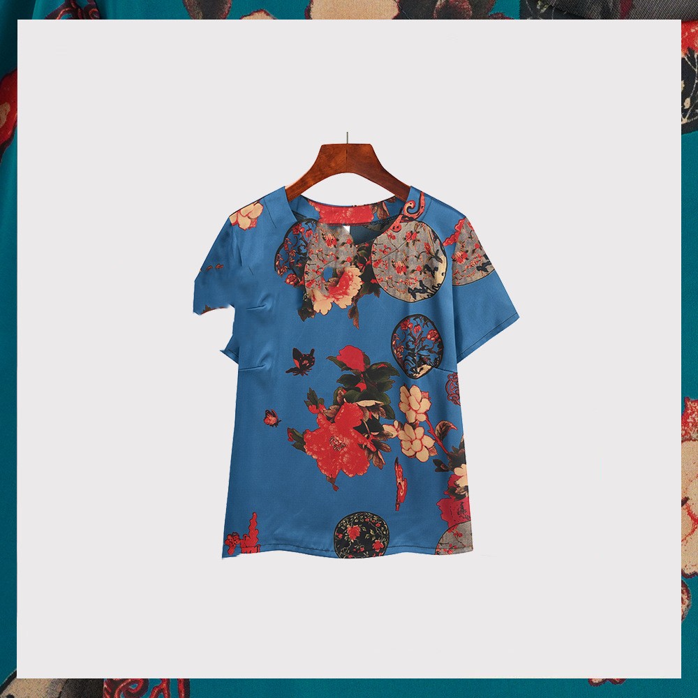 Blue Background Red Flowers