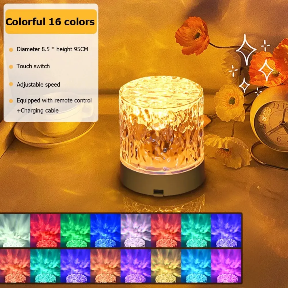 Crystal Lamp Water Ripple Projector Night Light Decoration Home