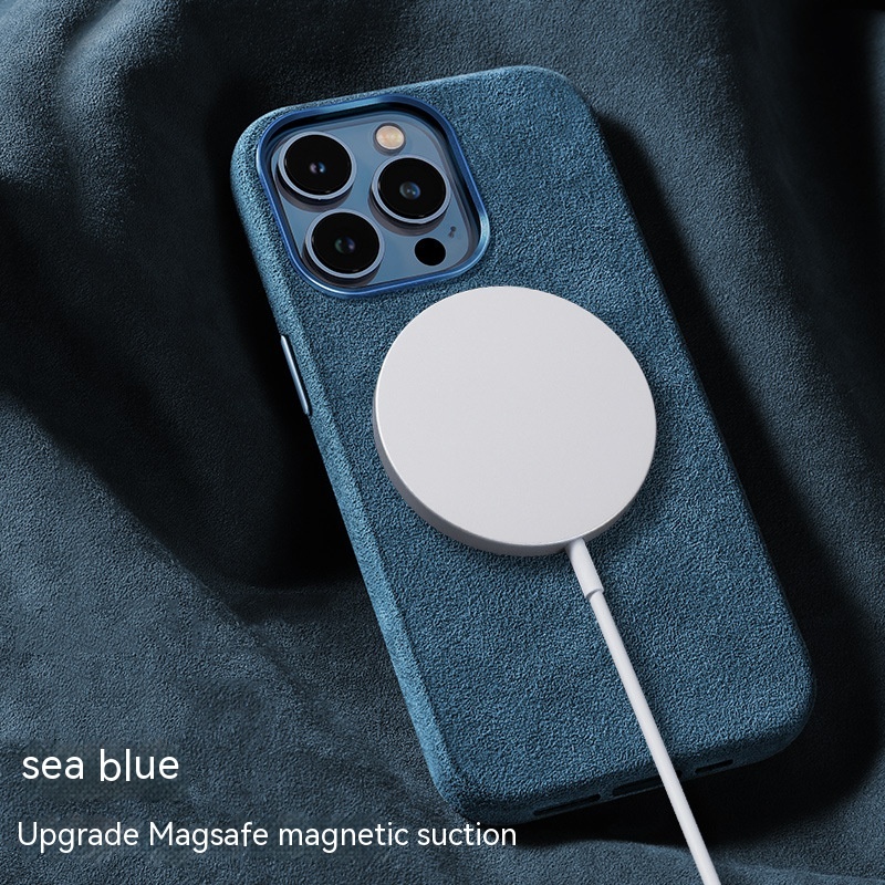 Suede Phone Magnetic Wireless Charger High-end Protective Case - Image 3