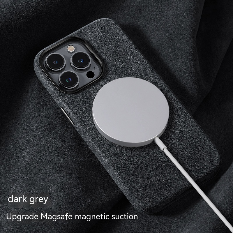 Suede Phone Magnetic Wireless Charger High-end Protective Case - Image 10
