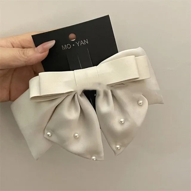 High End Satin Bow Hair Clip Apricot - Shop at LoveMi