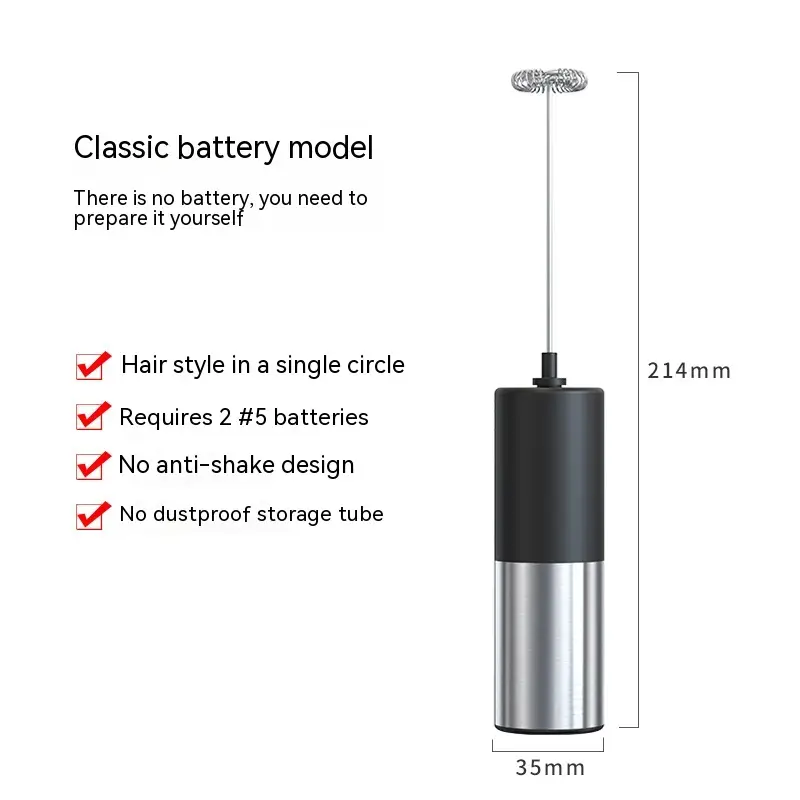 Electric Milk Frother Creative Mini Coffee Milk Frother — Stainless Steel Foamer