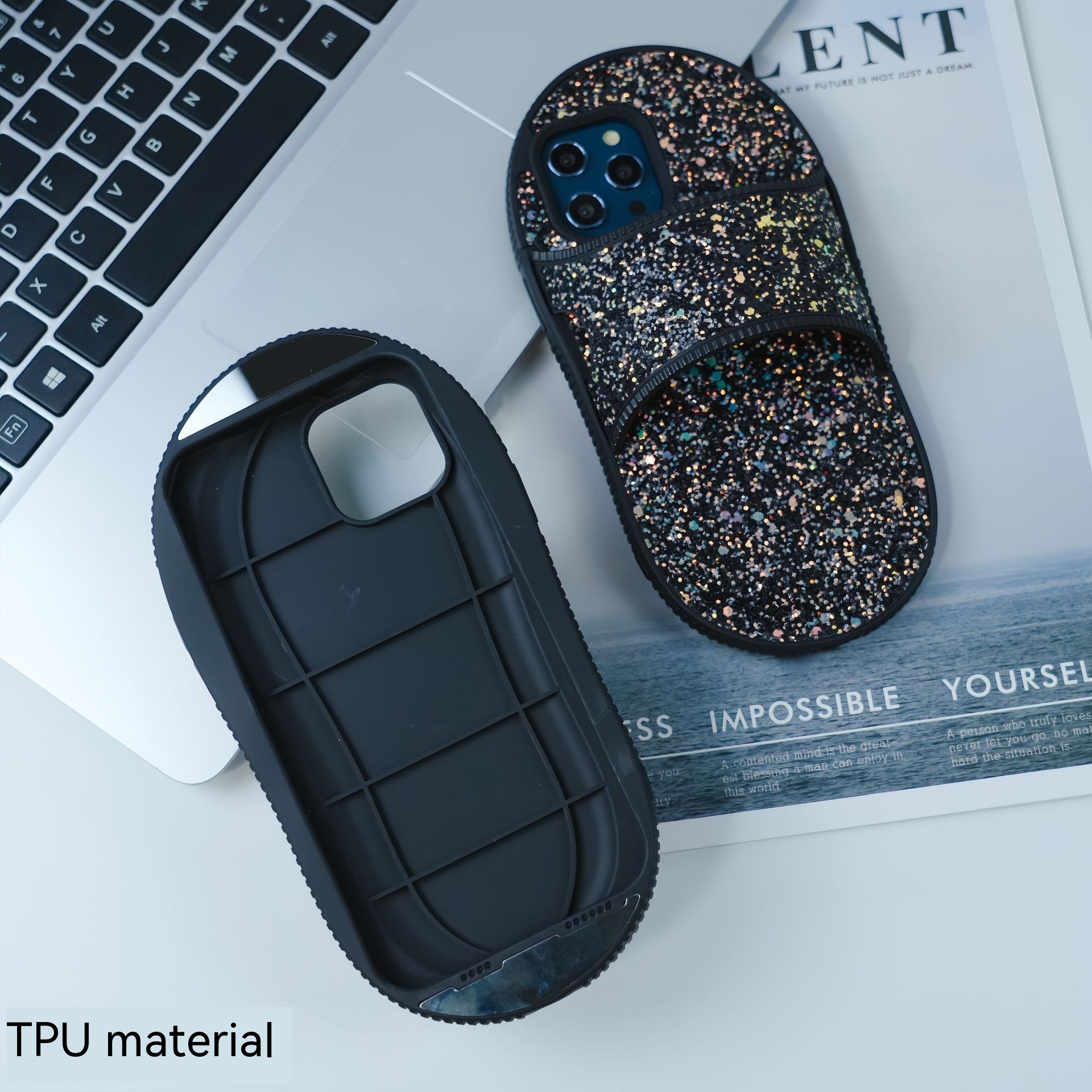 Rhinestone Slippers Phone Case - Image 5