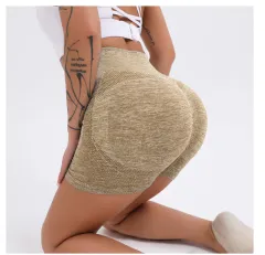 Stretch Peach Hip Leggings Anti-light Fast-drying Yoga Pants - Khaki1 - View 1