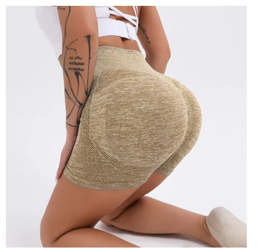 Stretch Peach Hip Leggings Anti light Fast drying Yoga Pants Khaki1 - Shop at LoveMi