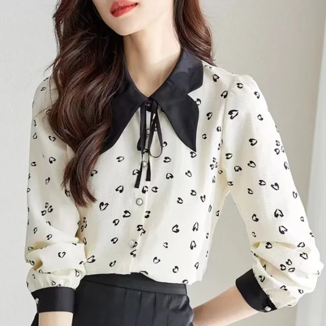 French Style Elegant Retro Heart Floral Shirt - Shop at LoveMi