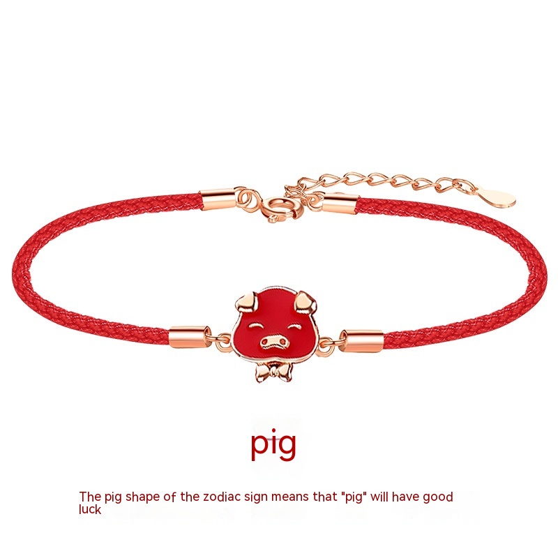 Pig Red Rope Bracelet