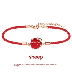 Zodiac Red Rope Bracelet For Women - Sheep Red Rope Bracelet - View 1
