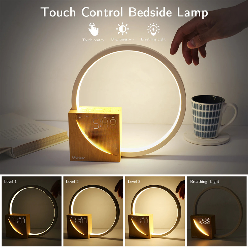 Bedside Lamp Touch Table Lamp With Natural Sounds, Desk Lamp With Alarm ...