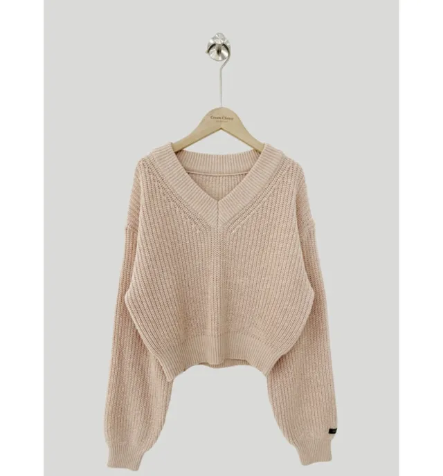 Letter Patch Loose Leisure All matching Long Sleeve Knitted Pullover Sweater Light Pink - Shop at LoveMi