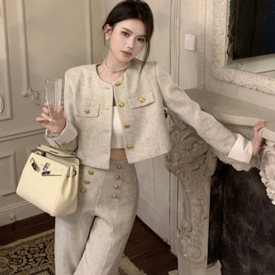 Small French Style Chanel Suit Women's Autumn Clothing Coat Trousers Two-piece Set