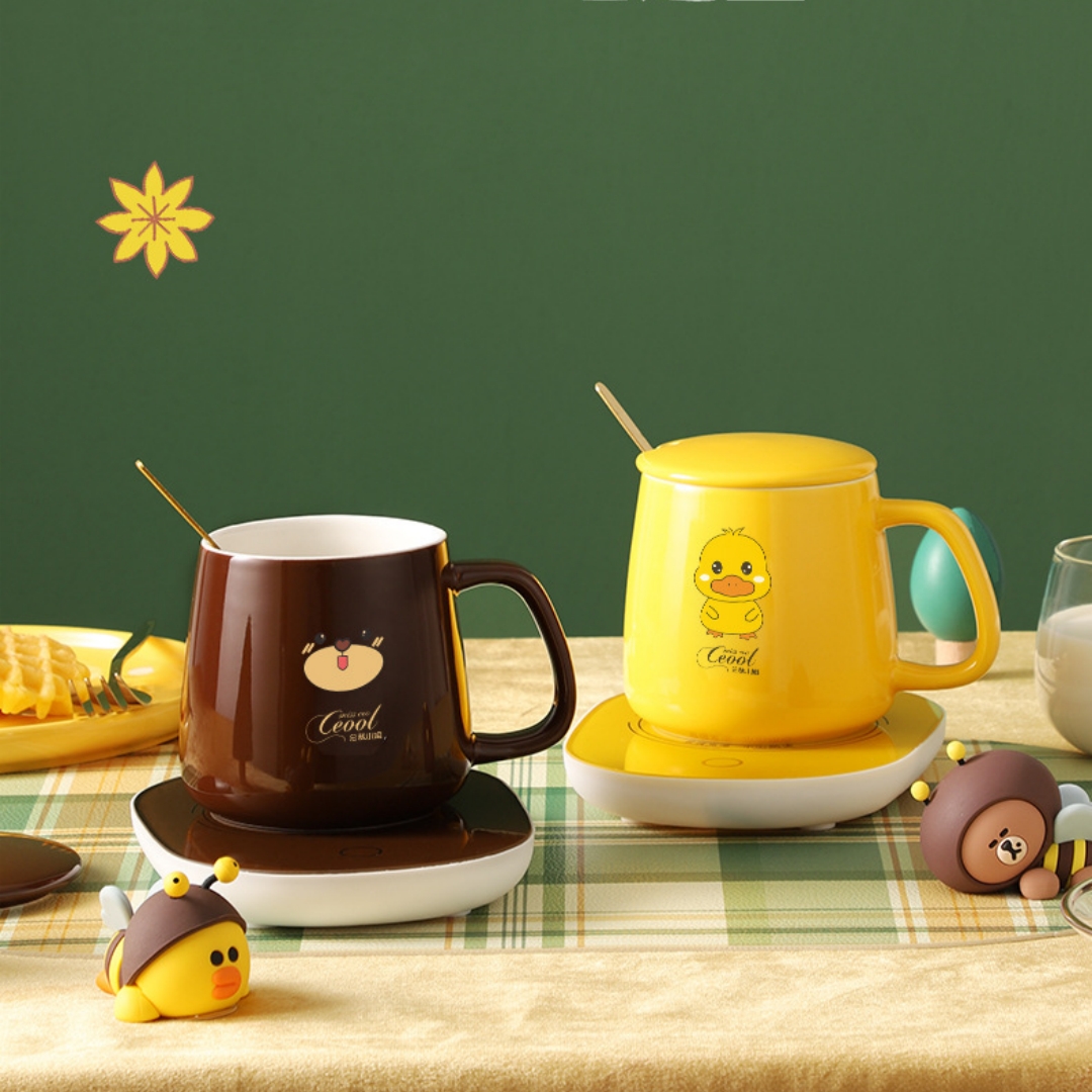 Small Yellow Duck Automatic Constant Temperature Heating Coaster Suit