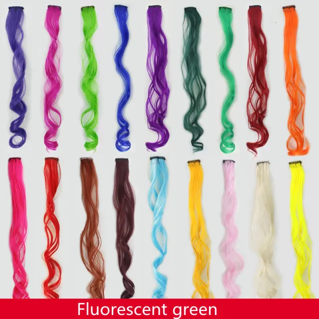 Hanging Ear Dyeing Piece, Wig Piece, Scheming Gradient Highlighting Wig, Color Hanging Ear Perm, One Piece Seamless Hair Extension Fluorescent Green - Shop at LoveMi