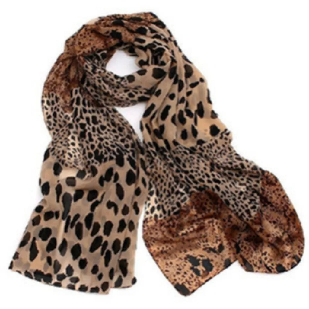 Casual Versatile Women's Patchwork Polka Dot Chiffon Scarf - Brown