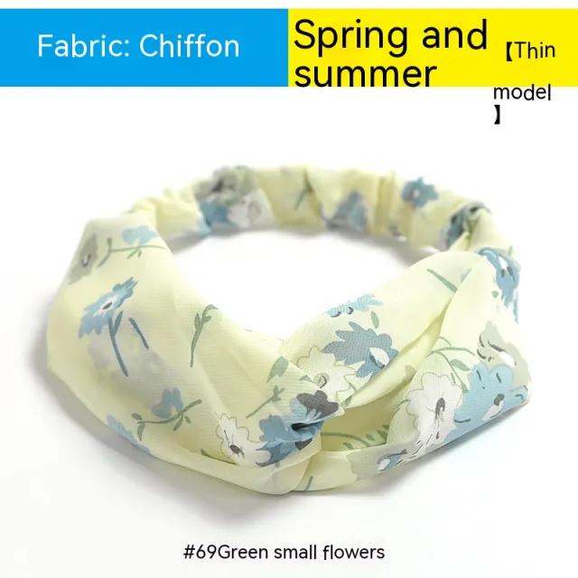 Bohemian Style Elastic Cross Chiffon Headband For Women Green Little Flower - Shop at LoveMi